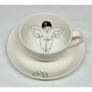 Pols Potten Undressed Skinny Dip Tea Cup Set Nude Bathing Beauty Woman B